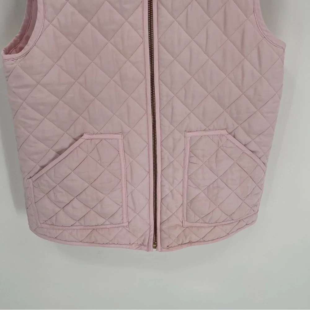 J Crew Crewcuts Girls Pink Quilted Vest Zip Front Size 10 Pockets Sleeveless